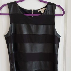 Shell with vegan leather insert stripes